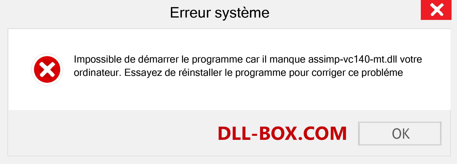 Le fichier assimp-vc140-mt.dll est manquant ?. Télécharger pour Windows 7, 8, 10 - Correction de l'erreur manquante assimp-vc140-mt dll sur Windows, photos, images